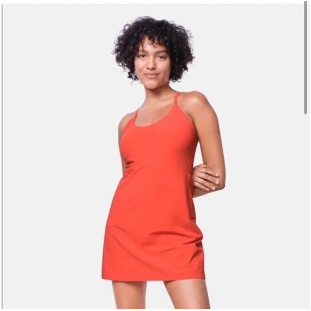Outdoor Voices Iconic Exercise Dress in Euphoria Orange Red Large